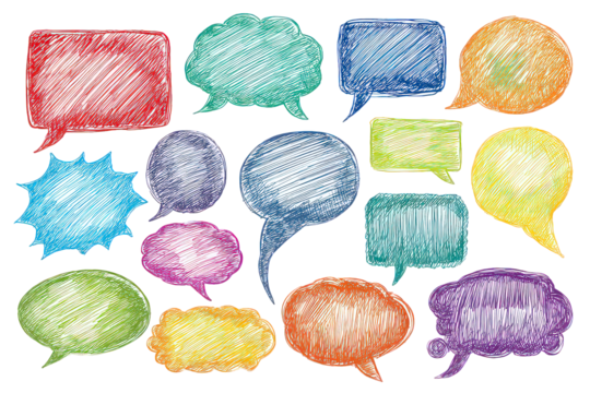 Collection Of Colorful Hand Drawn Speech Bubbles