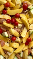  Bright colors and natural textures create a warm and cozy atmosphere. Perfect for illustrating recipes, healthy eating, or the cooking process.