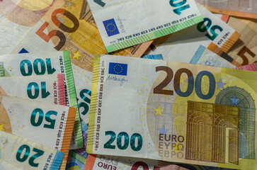 Colorful Euro Banknotes as Money Background