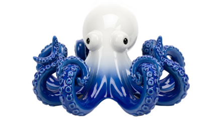 Blue and White Ceramic Octopus Sculpture | Elegant Marine Life Artwork for Home Decor and Coastal Style Design