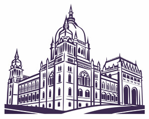 Fototapeta premium Creative details Parliament Vector Illustration | Government Building and Legislative Assembly Icon