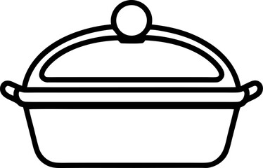 Casserole dish vector line art icon black and white , white background