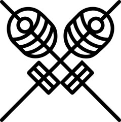 Skewer sticks vector line art icon black and white , white background