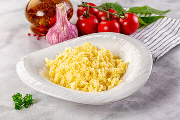 Boiled wheat couscous grain garnish