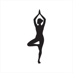 silhouette of a yoga person, a yoga girl in a yoga pose