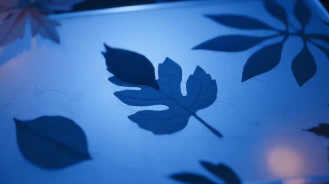 Photogram botanical shadow play with moving cutouts and tranquil mood