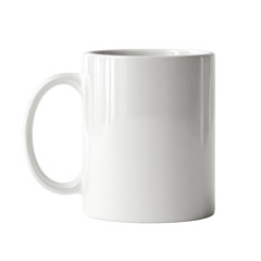 A plain white mug sits on a well-lit table, offering a blank canvas for creative designs and personalization