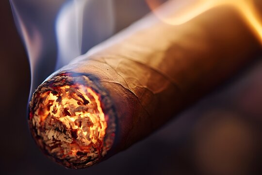 Fiery Glow of a Smoldering Cigar - Powered by Adobe