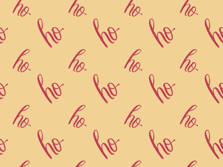 Seamless vector pattern on a nice yellow background with calligraphy of Santa Claus laughing 