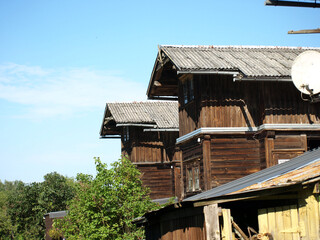 landscape in nature, details and fragments of the house of the historical village of Līgatne, details of a wooden building, Līgatne, Latvia