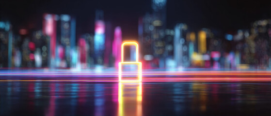 Fototapeta premium Blurred City Lights Reflected on Water Surface