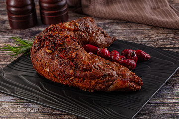 Baked pork sirloin with cornus