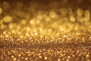 Golden glitter and shimmering bokeh lights abstract festive background