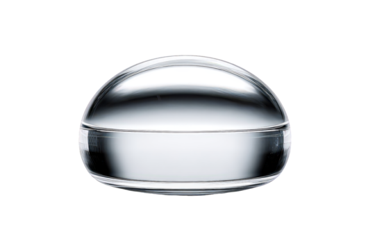 Clear Glass Sphere Against Black Background