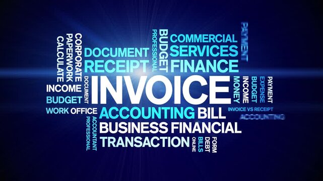 invoice animated word cloud-text design animation tag kinetic typography seamless loop.