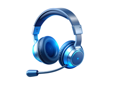 Modern blue wireless gaming headset with an integrated microphone, designed for immersive audio experiences.