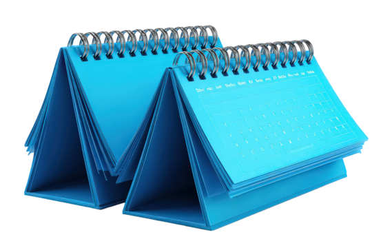 Two Stacked Blue Desk Calendars - Powered by Adobe