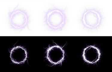 This stunning electric ring lightning PNG features a transparent overlay with an electrifying circular glow