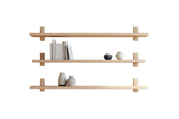 Wooden floating shelves, three tiers, simple design