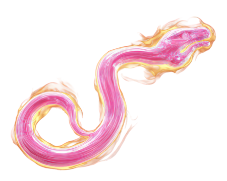 Abstract Pink And Gold Serpentine Shape On Black Background