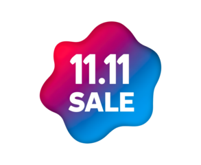 Vibrant 11.11 sale promotion with colorful abstract background on transparent background, PNG