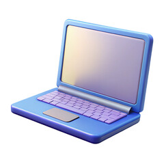 Modern blue laptop computer with pastel keyboard and sleek design
