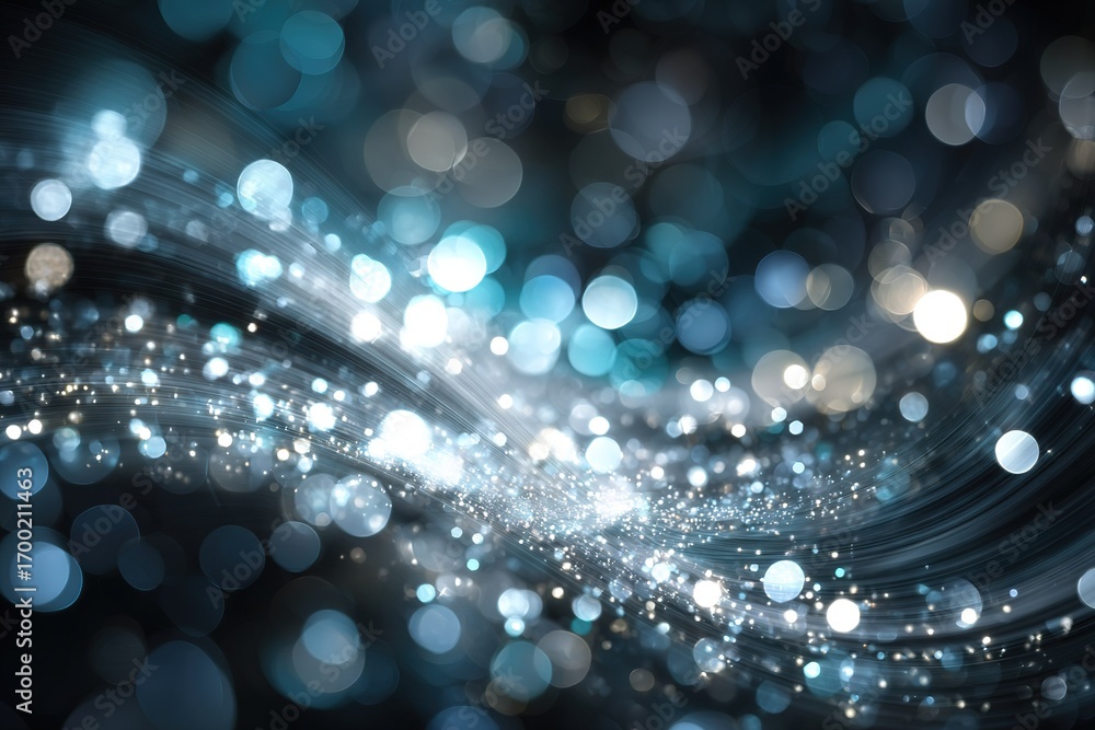 Poster colorful light reflections create dynamic patterns in an abstract design on a dark background