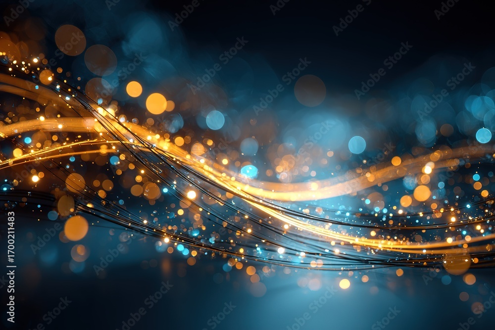 Poster colorful glow of flowing lights in a dark background creates a mesmerizing abstract display of patte
