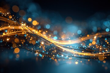 Colorful glow of flowing lights in a dark background creates a mesmerizing abstract display of patterns