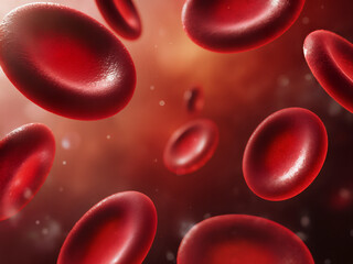 An artistic and abstract interpretation of red blood cells, rendered with a soft focus and ethereal glow.