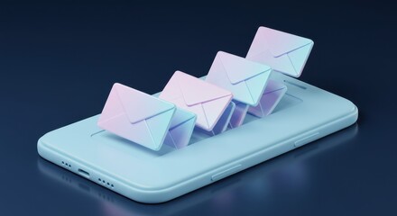 Conceptual rendering of a smartphone with stylized envelopes emerging, representing digital