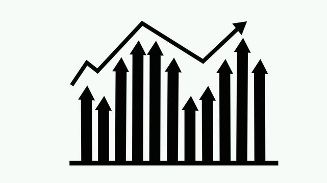 Arrows Indicating Growth and Decline, Infographic Style Business Report with Animated Bar Graph and Charts