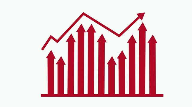 Arrows Indicating Growth and Decline, Infographic Style Business Report with Animated Bar Graph and Charts