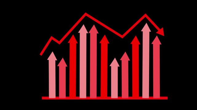 Arrows Indicating Growth and Decline, Infographic Style Business Report with Animated Bar Graph and Charts