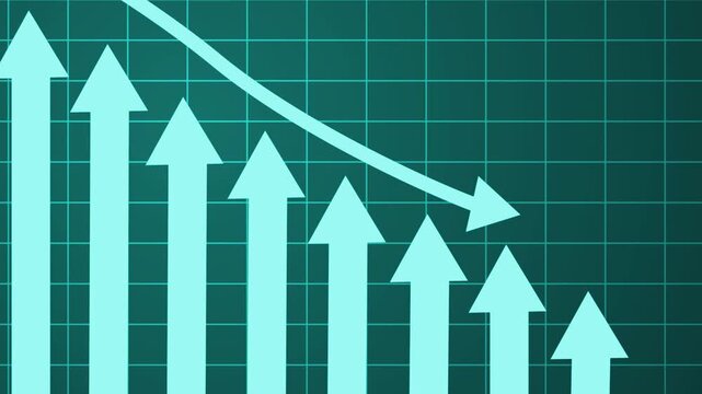 Stylized graph showing growth and decline, Animated Business Metrics Report