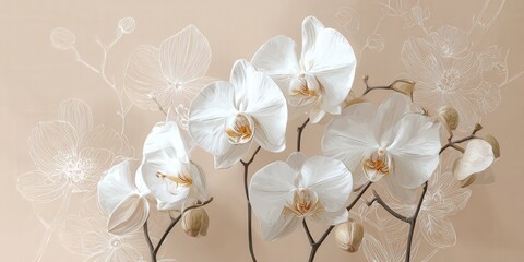 Elegant Botanical Composition with White Orchids