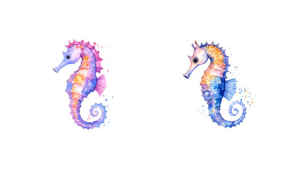 Illustration of a cartoon seahorse isolated on a white background