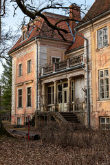 early spring in nature, details and fragments of the Ozolmuiža castle complex, old castle objects