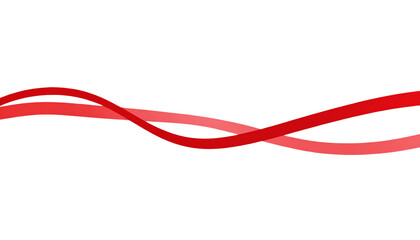 Red cable knot with curved lines isolated on white background