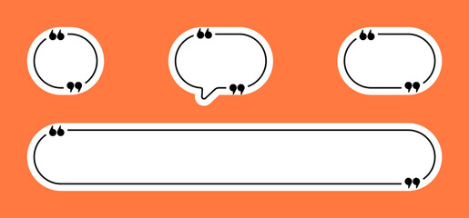 Quotation marks in round linear shape vector design