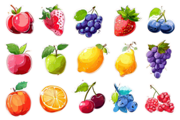 Colorful Cartoon Fruits Collection