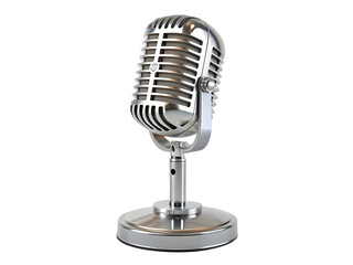 Vintage microphone isolated on transparent background for sound recording