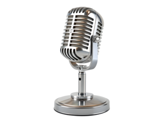 Vintage microphone isolated on transparent background for sound recording