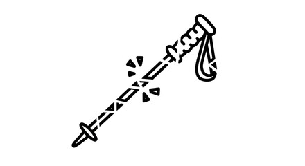 Obraz premium Minimalist line art icon of a trekking pole for hiking and outdoor adventure