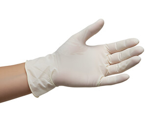 Examining a hand protected by a sterile, white medical glove, providing a visual representation of safety measures and healthcare hygiene practices.