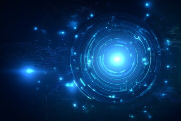 Fototapeta premium Glowing blue digital circuit hub technology abstract