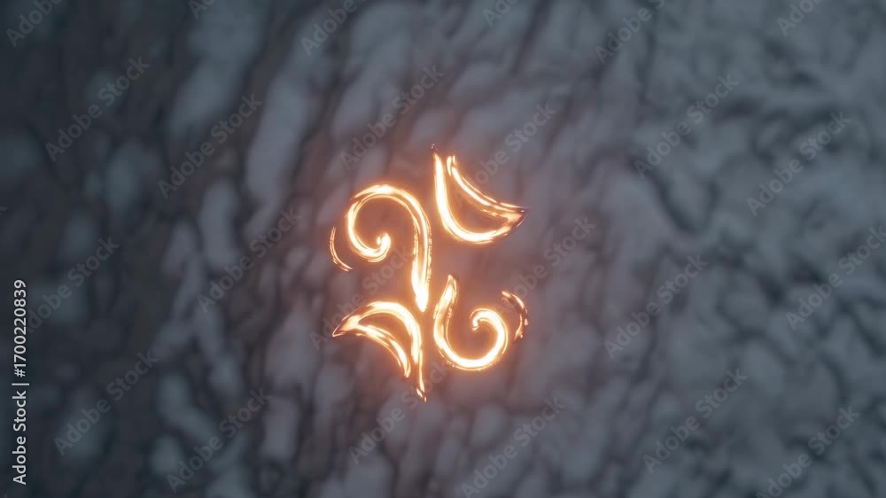 Aufkleber illuminated abstract symbol glowing against a blurred stone background, creating a mystical and intr