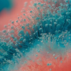 Fototapeta premium Close-up of Vibrant Blue and Pink Coralline Algae with Tiny Marine Organisms