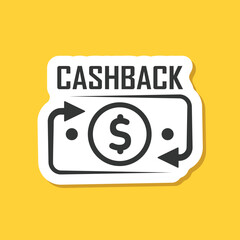 Cashback sticker icon in flat style. Money back label vector illustration on isolated background. Cash back poster sign business concept.
