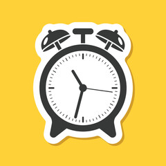 Clock sticker icon in flat style. Round watch vector illustration on isolated background. Timer sign business concept.
